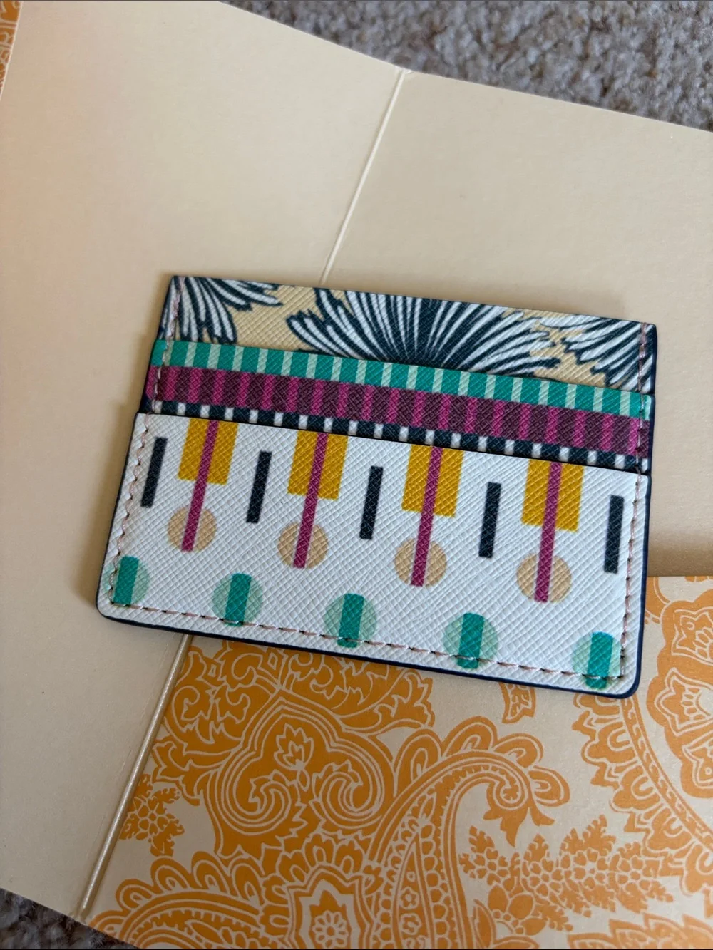 Free People Multicolor Patterned Card Holder - Teal, Purple, Yellow